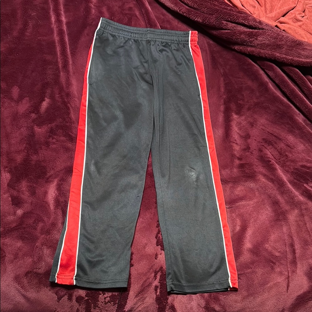 Black and Red Joggers with Elastic Waistband and Ankle Zippers